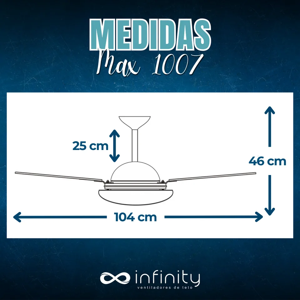 Medidas do ventilador · 3 pás