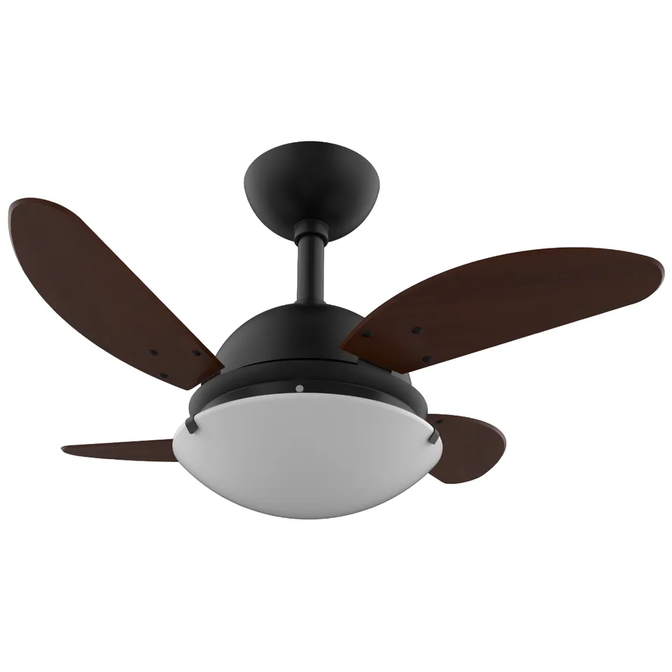 Plus Mini 1019 – Corpo preto texturizado · 4 pás MDF tabaco