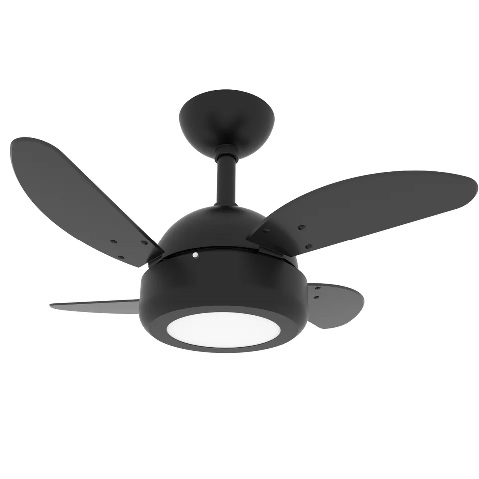 Lux LED Mini 1020 – Corpo preto texturizado · 4 pás MDF preto