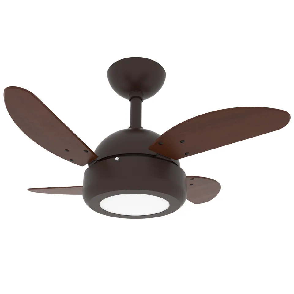 Lux LED Mini 1020 – Corpo marrom texturizado · 4 pás MDF tabaco