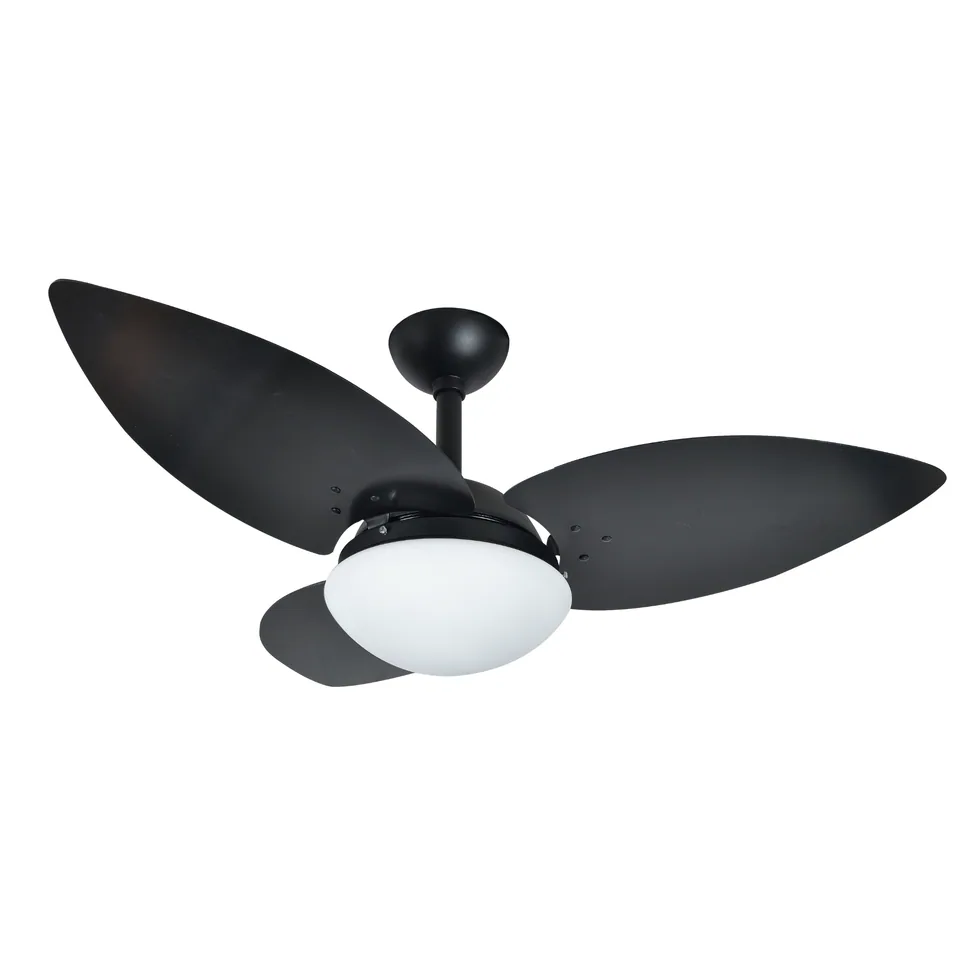 Lótus 1025 – Corpo preto texturizado · 3 pás MDF preto