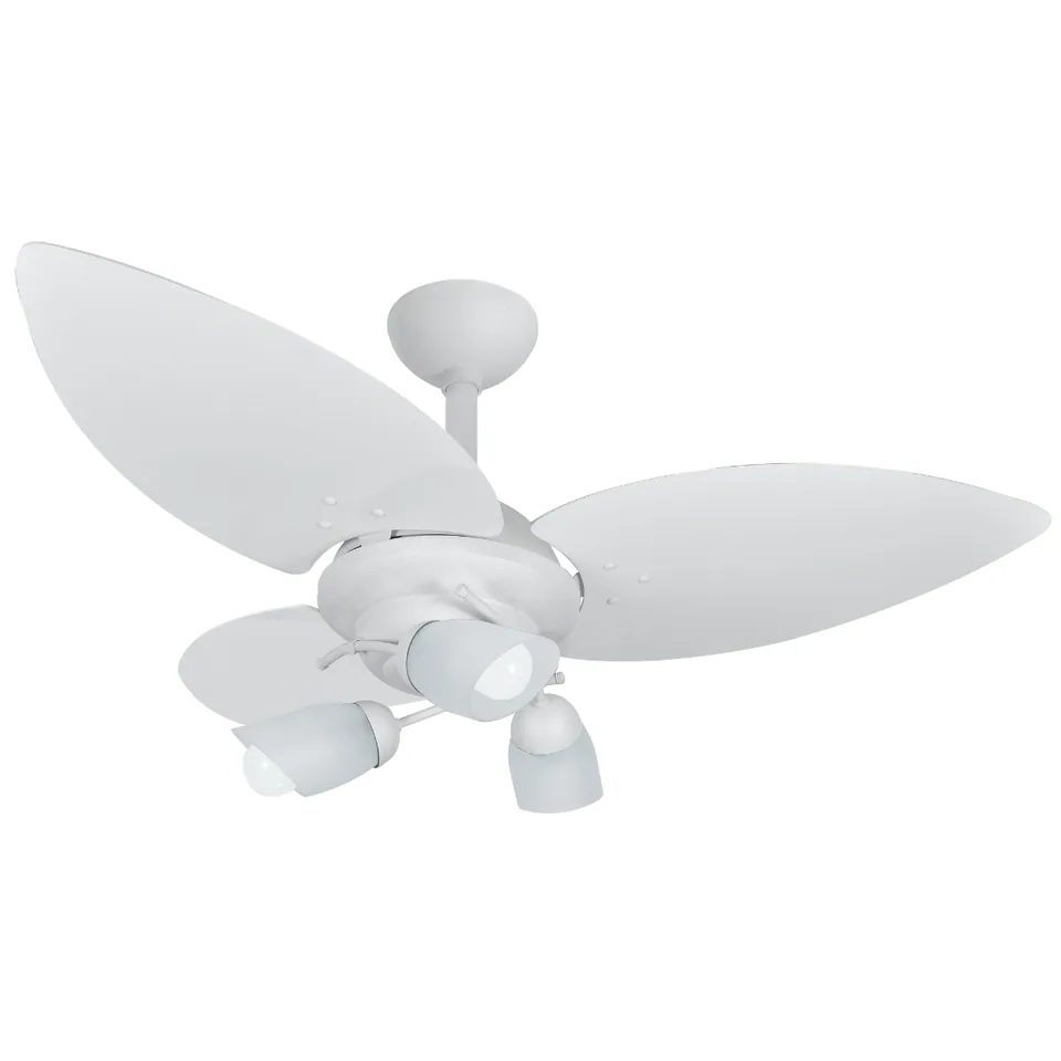 Lótus Tulipa 1026 – Corpo branco texturizado · 3 pás MDF branco