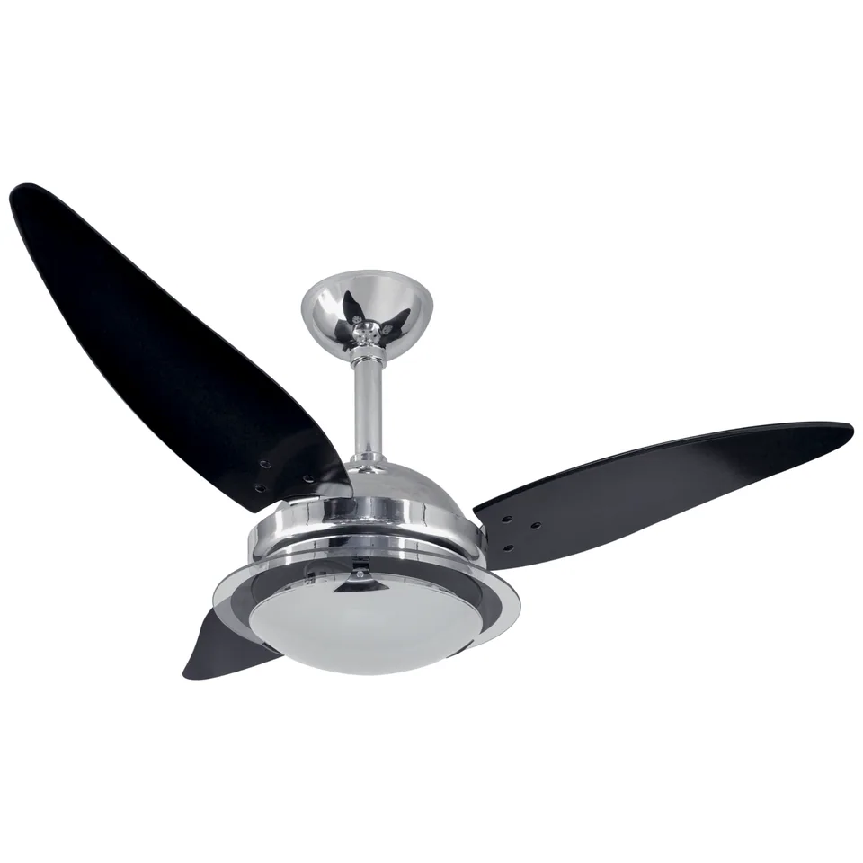 Noble 1033 – Corpo cromado · 3 pás MDF preto