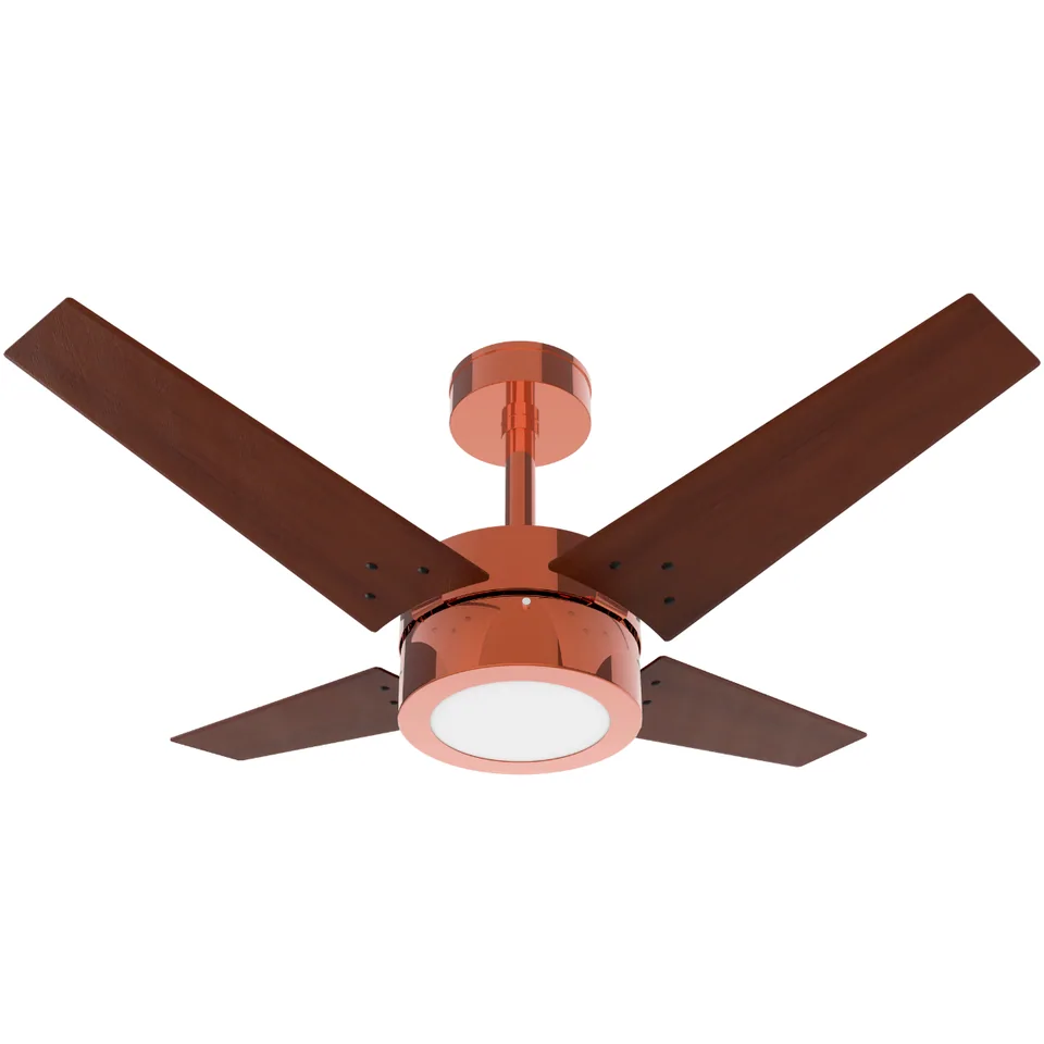 Línea LED 1054 – Corpo cobre · 4 pás MDF tabaco