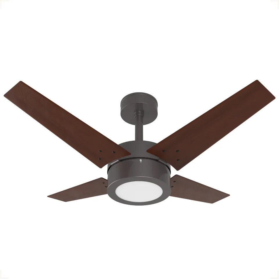 Línea LED 1054 – Corpo fumê · 4 pás MDF tabaco
