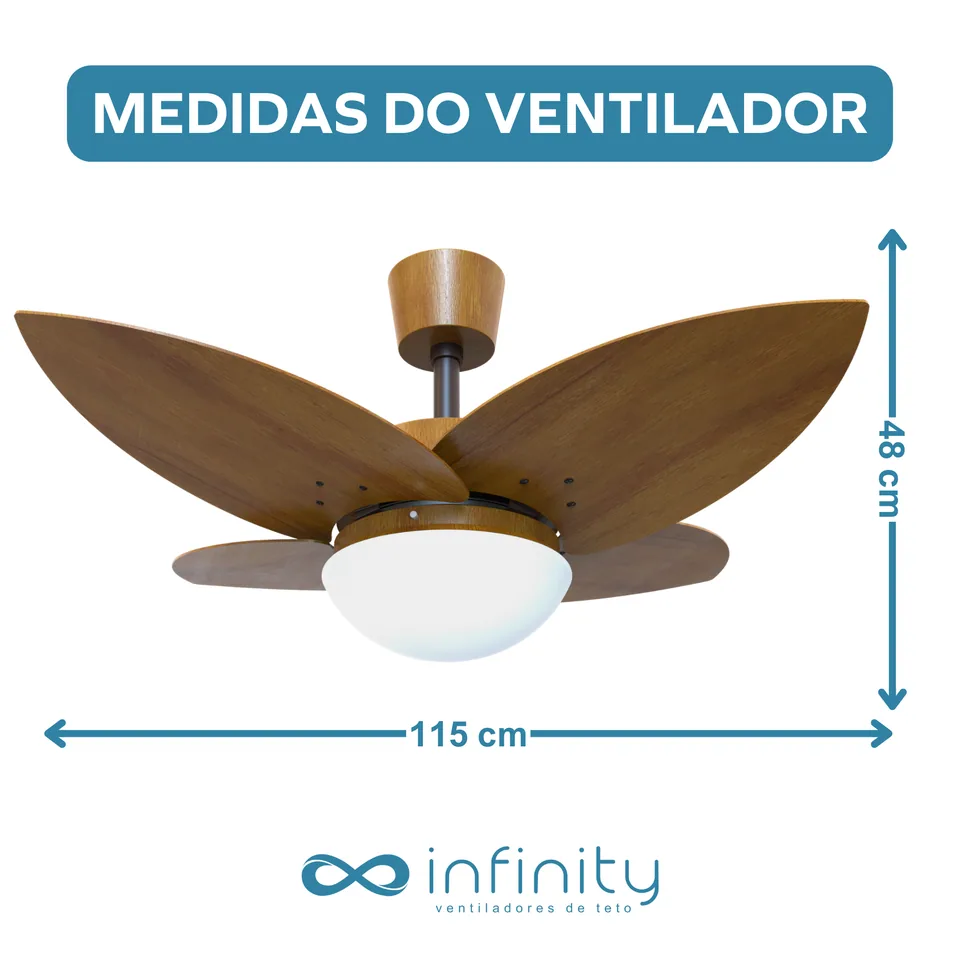 Medidas do ventilador · 4 pás imbuia