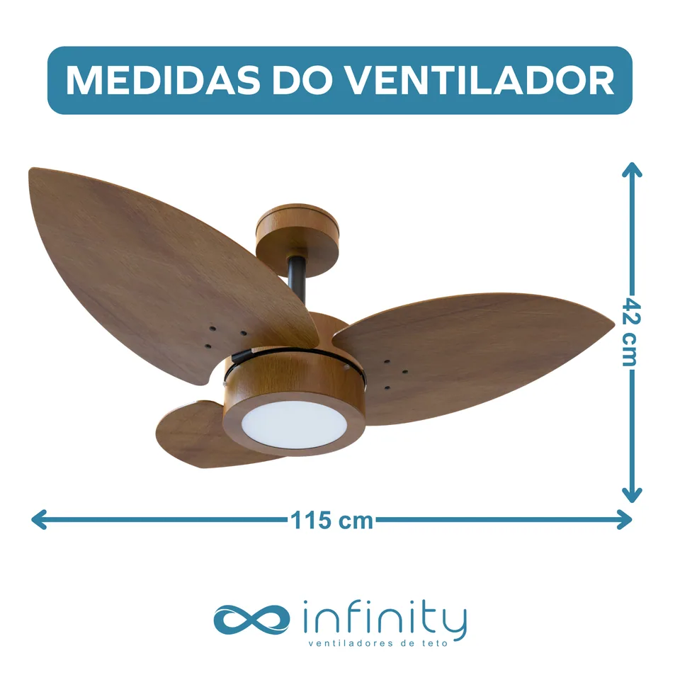 Medidas do ventilador · 3 pás imbuia