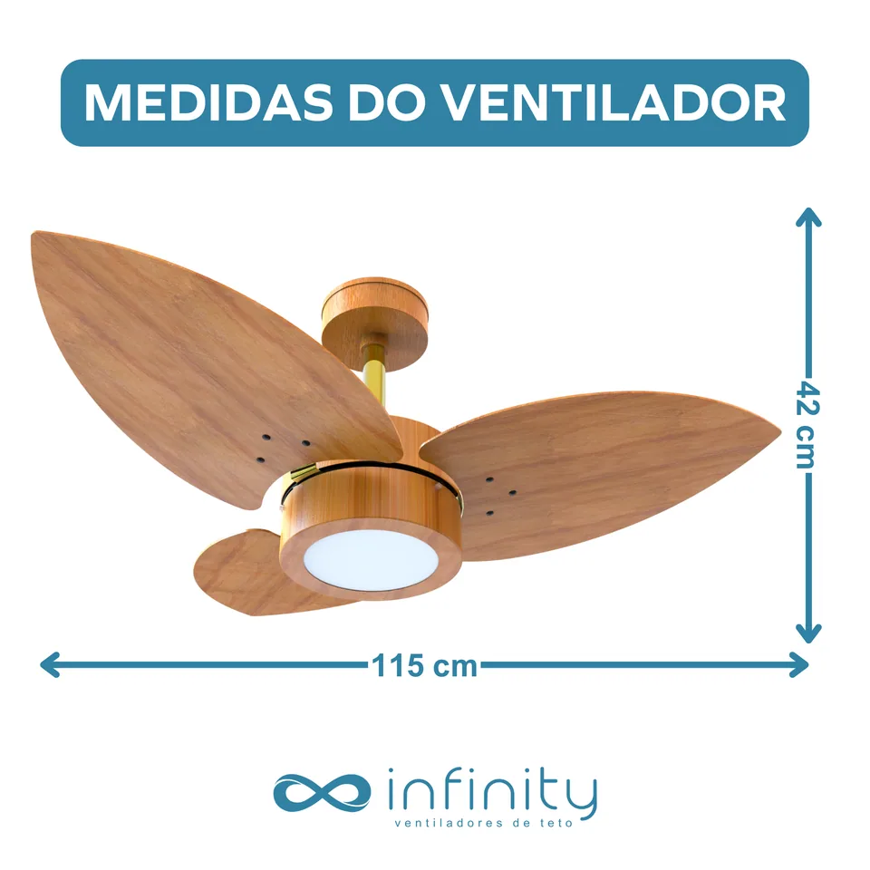 Medidas do ventilador · 3 pás freijó