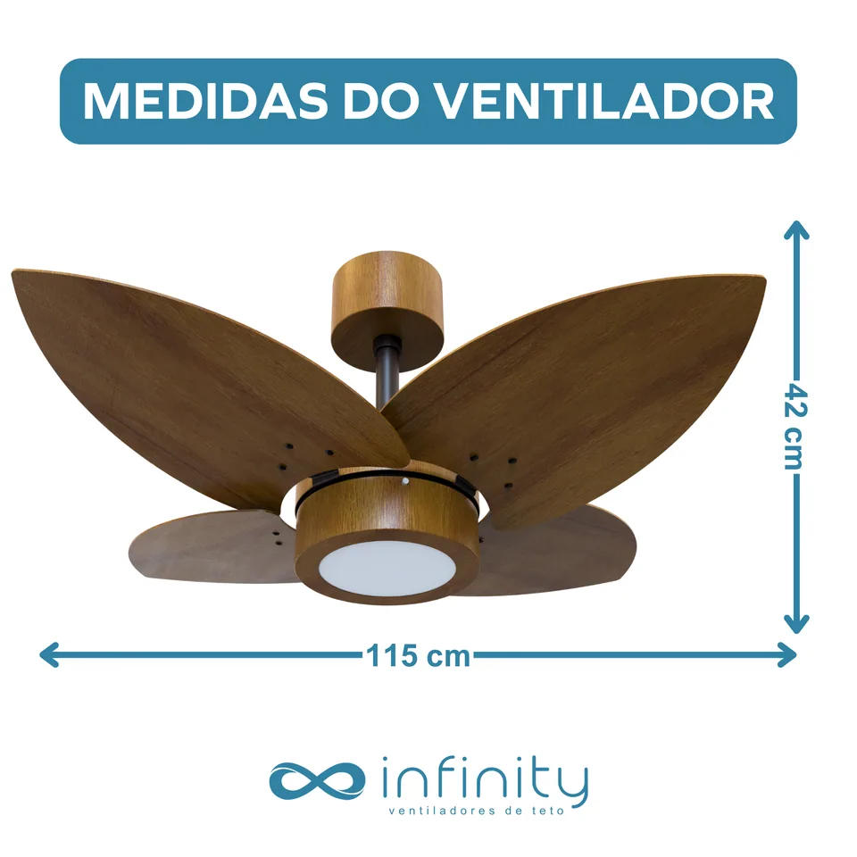 Medidas do ventilador · 4 pás imbuia