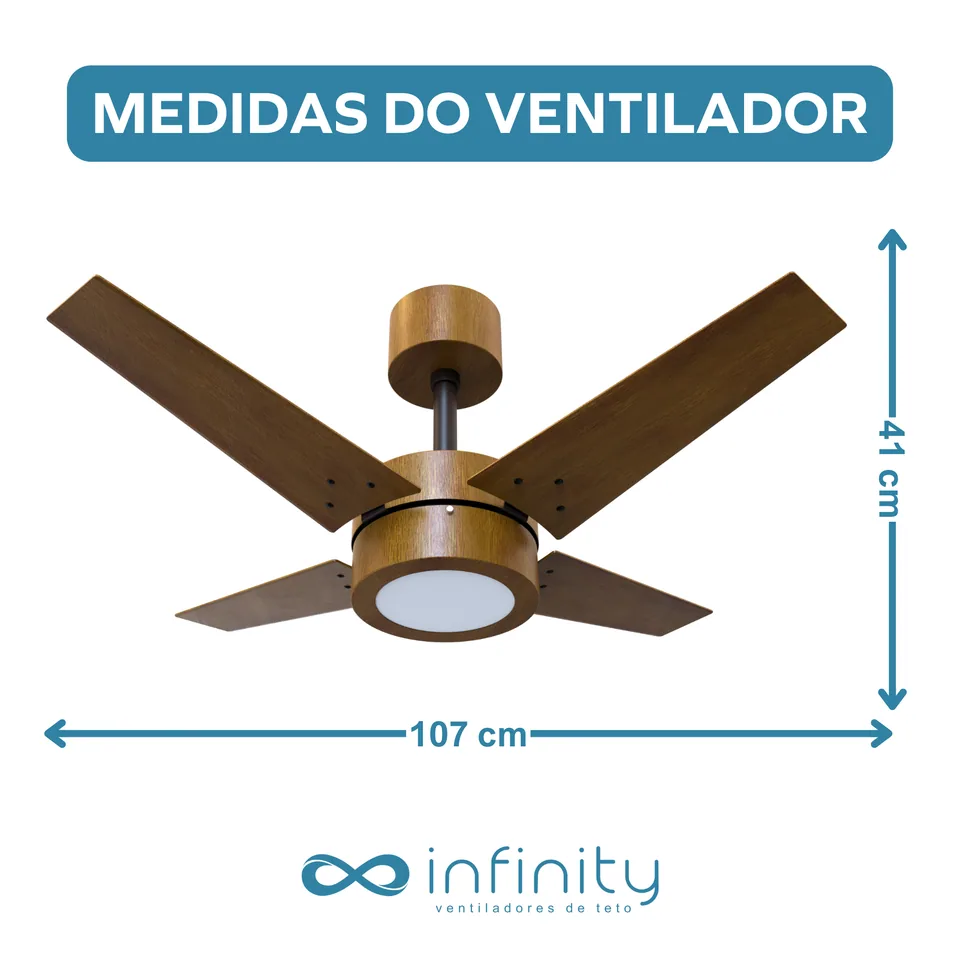 Medidas do ventilador · 4 pás imbuia