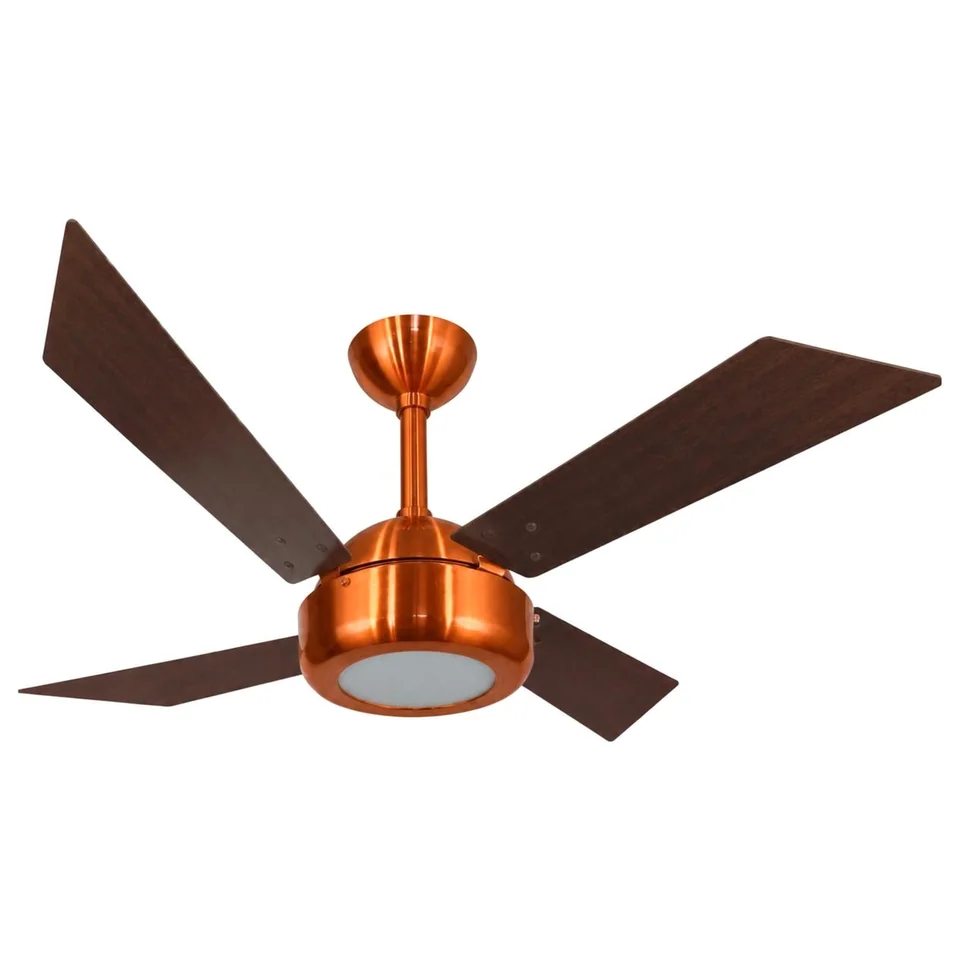 Tek LED 1043 – Corpo cobre · 4 pás MDF tabaco