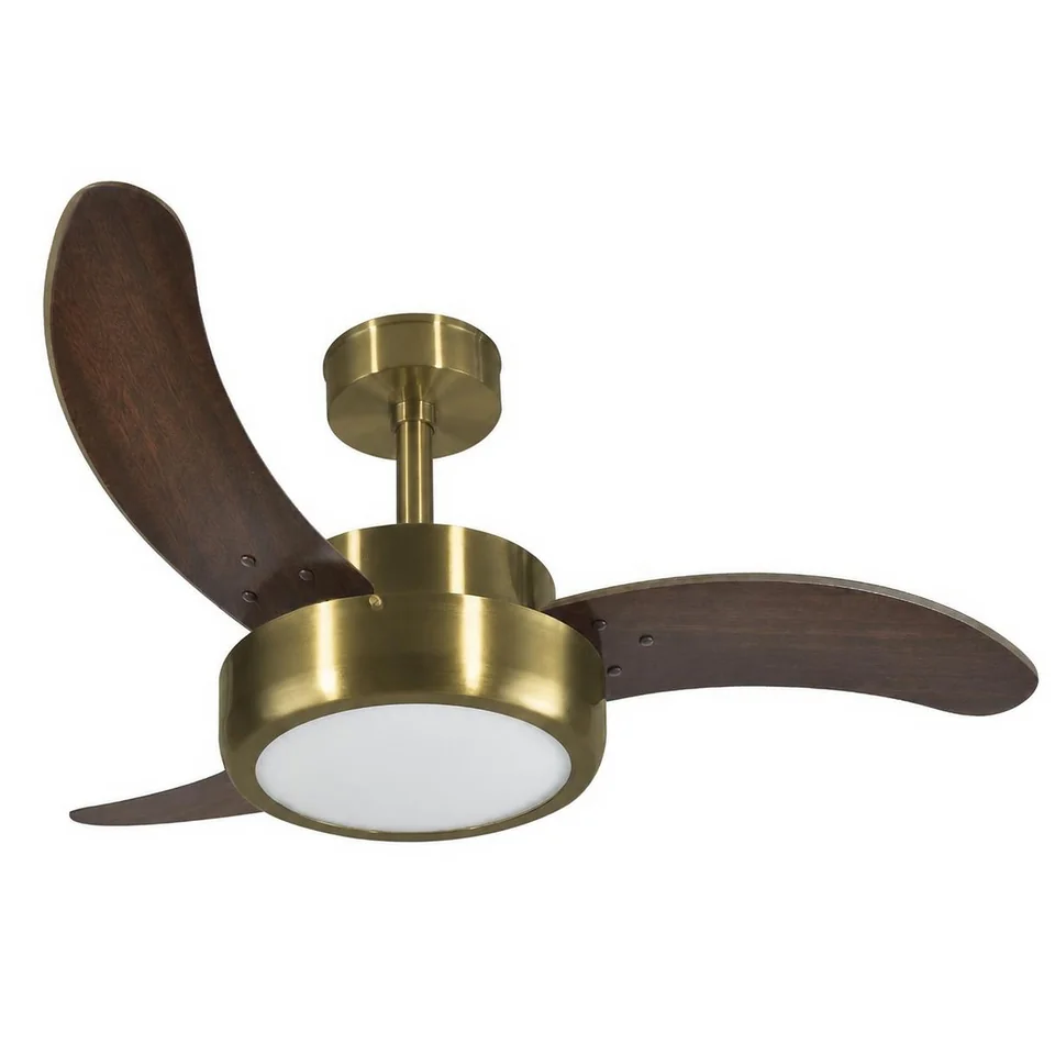 Evolution LED 1052 – Corpo verde fumê · 3 pás MDF tabaco