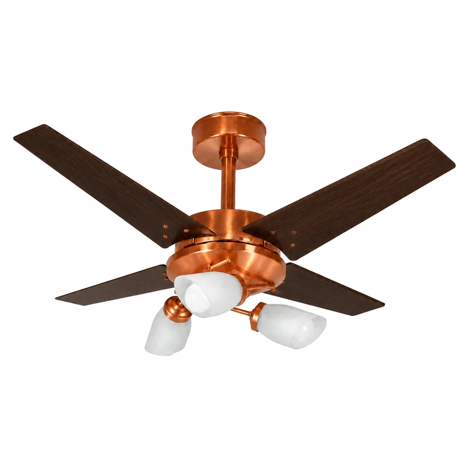 Línea Tulipa 1056 – Corpo cobre · 4 pás MDF tabaco