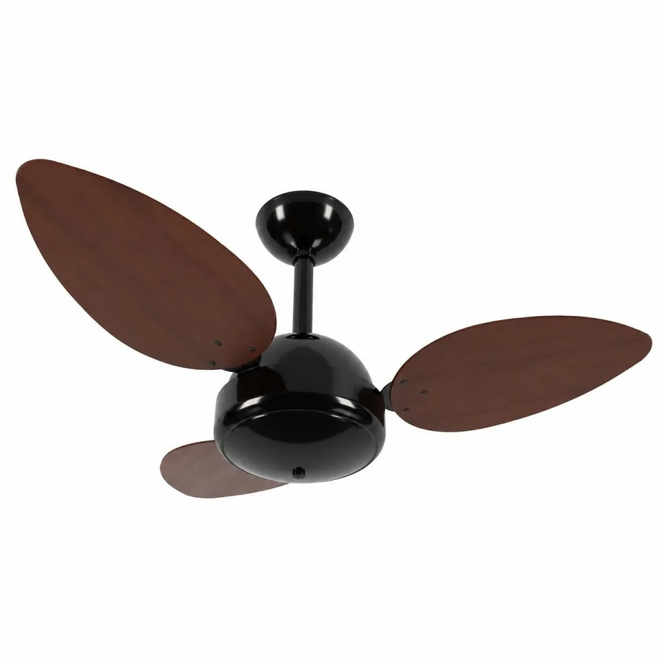 Prime Commerce 1057 – Corpo preto brilho · 3 pás MDF tabaco