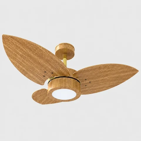 Lótus LED MDF UV 1061 – cano dourado, pás freijó