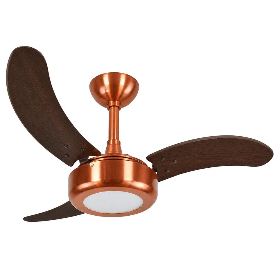 Lux LED 2008 – Corpo cobre · 3 pás MDF tabaco