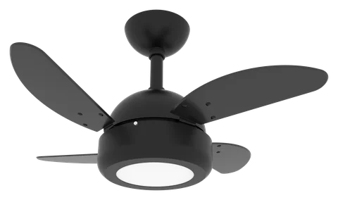 Ventilador de teto Lux LED Mini 1020 – corpo preto texturizado · 4 pás MDF preto