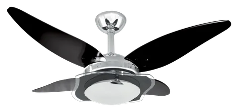 Ventilador de teto Classic 1027 – corpo cromado · pás MDF preto