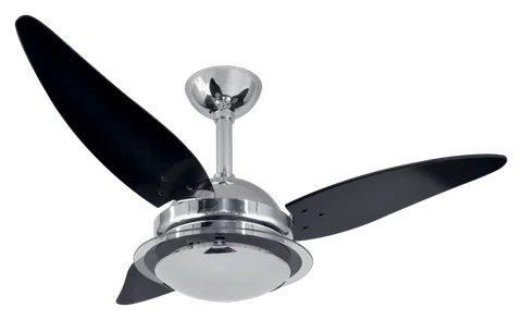 Ventilador de teto Noble 1033 – corpo cromado · 3 pás MDF preto
