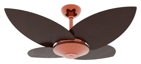 Ventilador de teto Lótus Commerce 1036 – corpo cobre · 4 pás MDF tabaco
