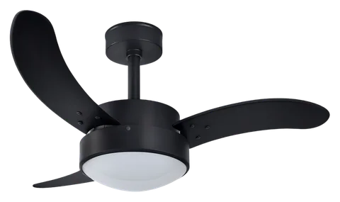 Ventilador de teto Evolution 1050 – corpo preto · 3 pás MDF preto