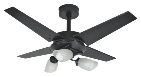 Ventilador de teto Línea Tulipa 1056 – corpo preto · 4 pás MDF preto