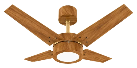 Ventilador de teto Línea LED Madeira 1062 – corpo dourado · 4 pás MDF freijó
