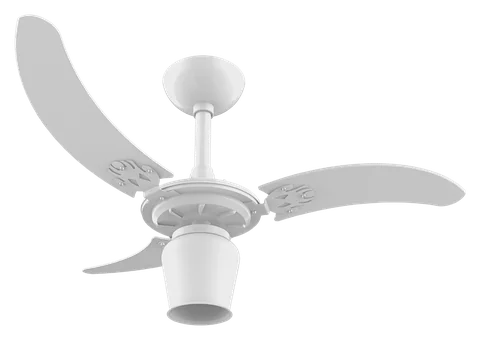 Ventilador de teto Plafon Pêra 2000 – corpo branco brilho · 3 pás MDF branco