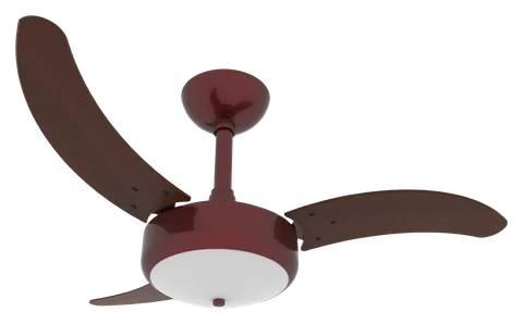 Ventilador de teto Lux 2003 – corpo chocolate · 3 pás MDF tabaco
