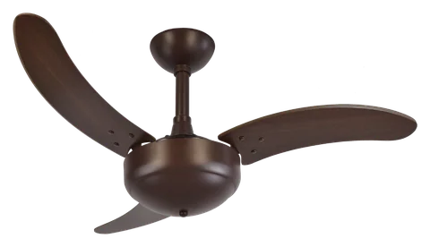 Ventilador de teto Lux Commerce 2006 – corpo marrom · 3 pás MDF tabaco