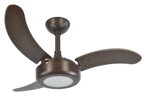 Ventilador de teto Lux LED 2008 – corpo marrom · 3 pás MDF tabaco