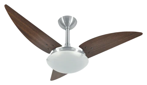 Ventilador de teto Plus 2012 – corpo escovado · 3 pás MDF tabaco